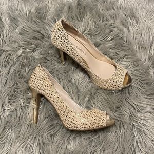 Gold Peep Toe Heels